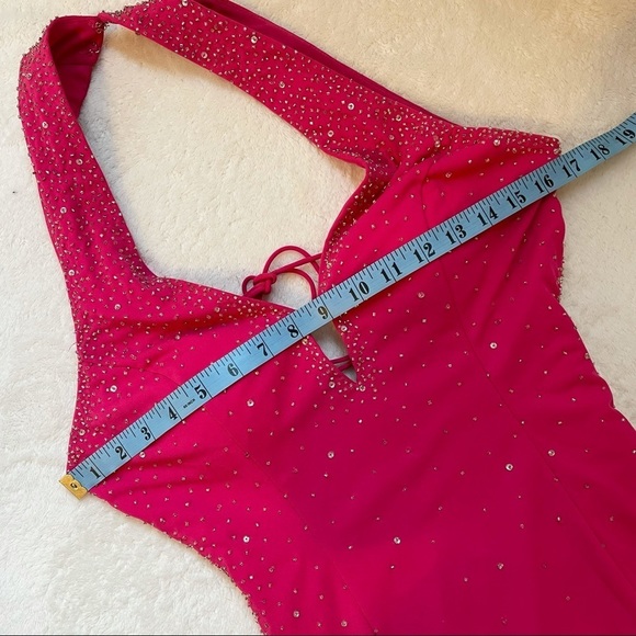 Beaded Barbie Pink Floor Length Formal Gown Prom Homecoming Dress Hot Pink - Picture 12 of 14